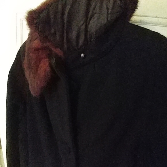 Vintage Cashmere hand tailored black coat fur EUC - Picture 6 of 8